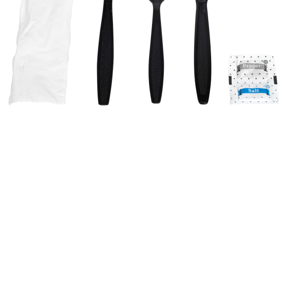 Karat PS Plastic Heavy Weight Cutlery Kits with Salt and Pepper - Black - 250 ct