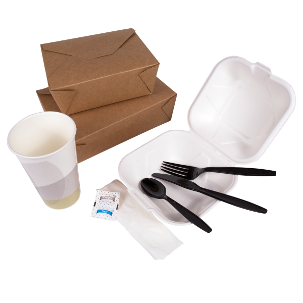 Karat PS Plastic Heavy Weight Cutlery Kits with Salt and Pepper - Black - 250 ct