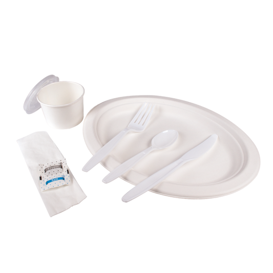 Karat PS Plastic Heavy Weight Cutlery Kits with Salt and Pepper - White - 250 ct