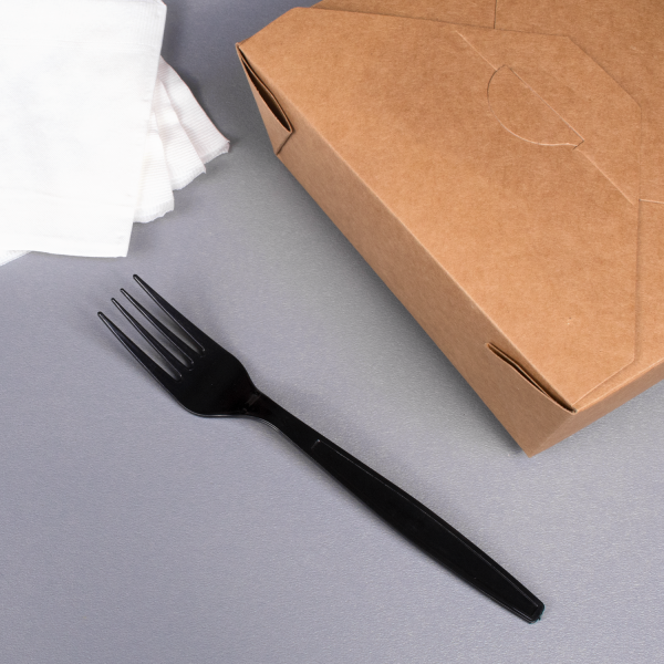 Karat PS Plastic Heavy Weight Forks - Black - Wrapped - 1,000 ct