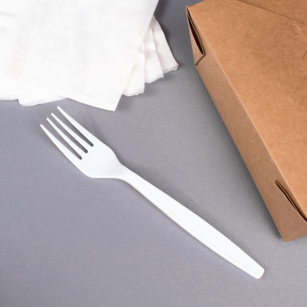 Karat PS Plastic Heavy Weight Forks - White - Wrapped - 1,000 ct