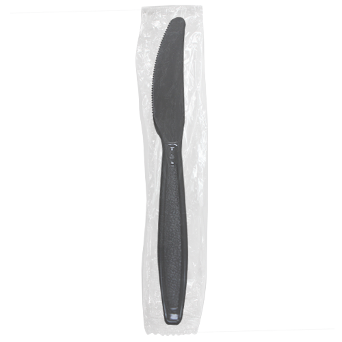 Karat PS Plastic Heavy Weight Knives - Black - Wrapped - 1,000 ct