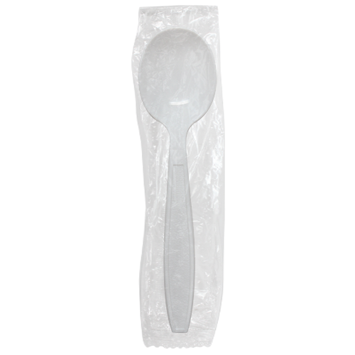 Karat PS Plastic Heavy Weight Soup Spoons - White - Wrapped - 1,000 ct