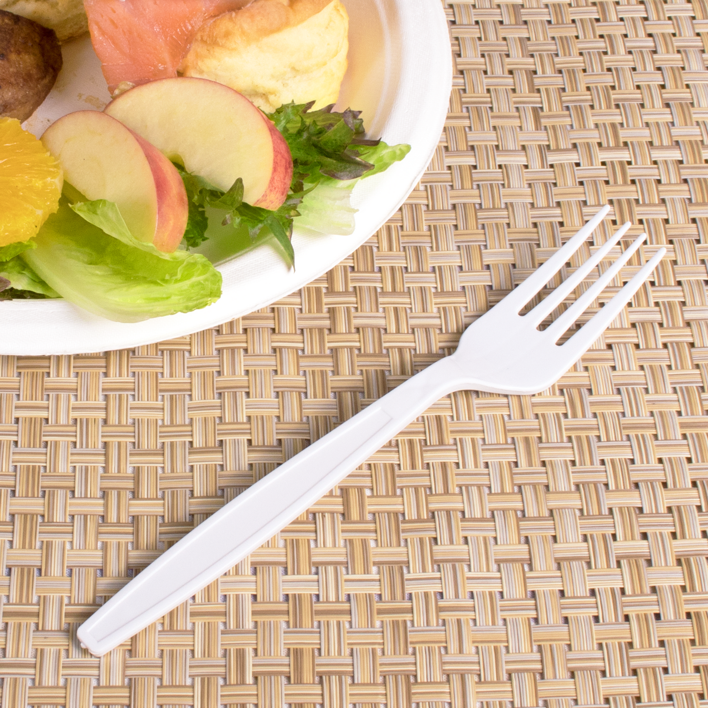 Karat PP Plastic Heavy Weight Forks - White - Wrapped - 1,000 ct