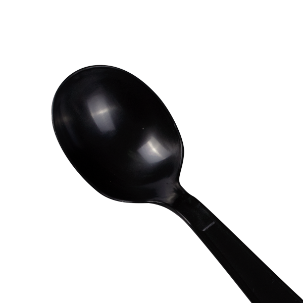 Karat PP Plastic Heavy Weight Soup Spoons - Black - Wrapped - 1,000 ct