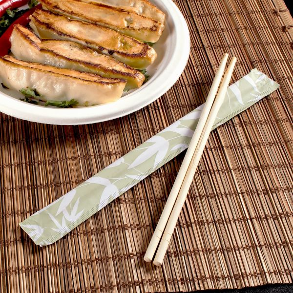 Karat 9” Paper Wrapped Bamboo chopsticks- Bamboo