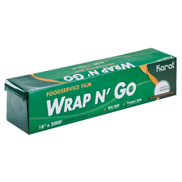 WRAP N’ GO Foodservice Film with Serrated Cutter - 12", 18", or 24" - 2000ft Roll