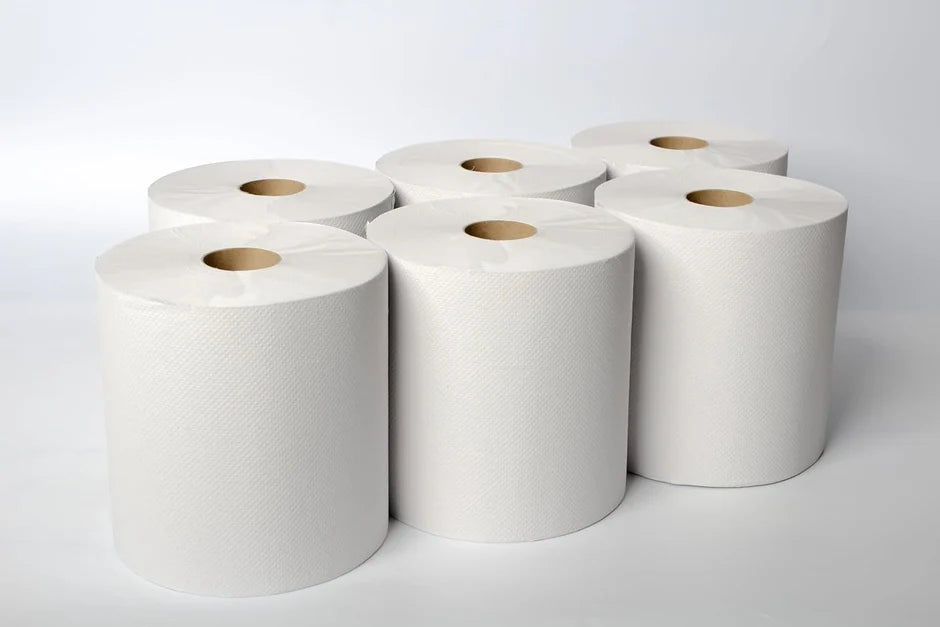 Premium Hardwound Roll Towel, White, 8" x 600', 12 Rolls/Case
