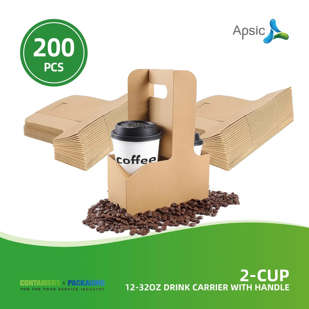 2-Cup Drink Carrier with Handle, 12–32 oz, 200 pcs/ctn