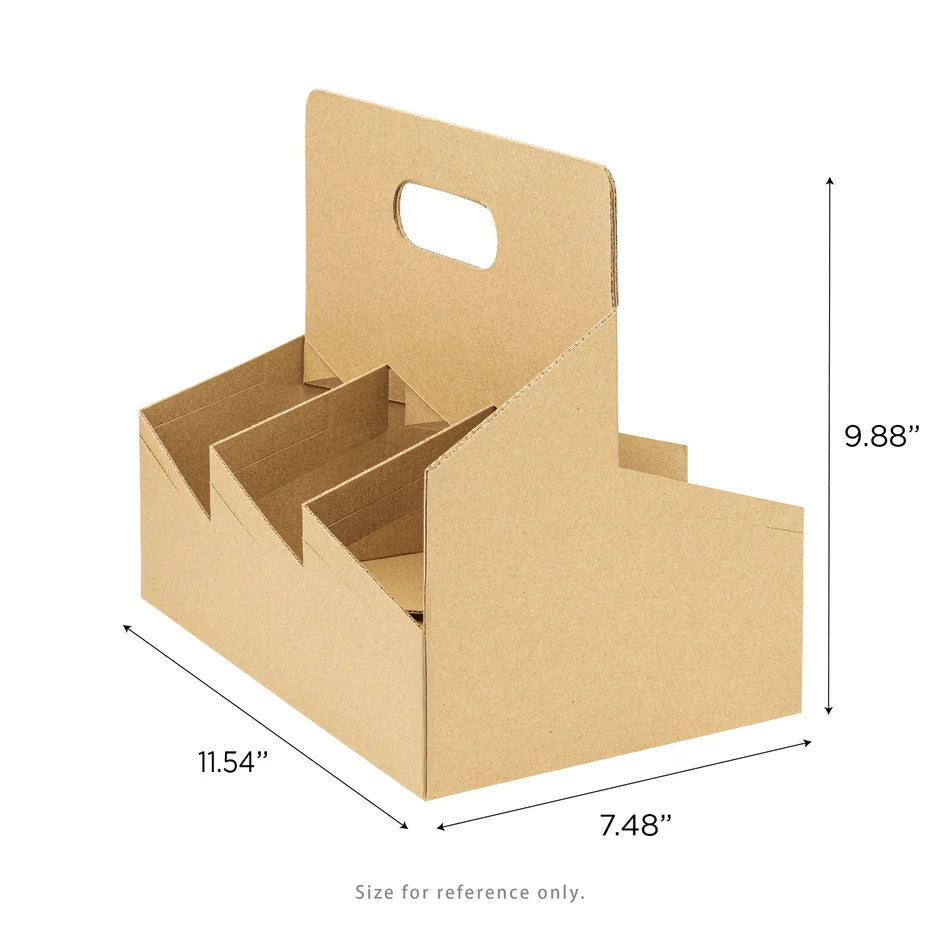 6-Cup Drink Carrier with Handle, 12–32 oz, 100 pcs/ctn