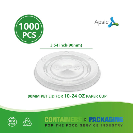 90mm PET Lid for 10-24 oz Paper Cups