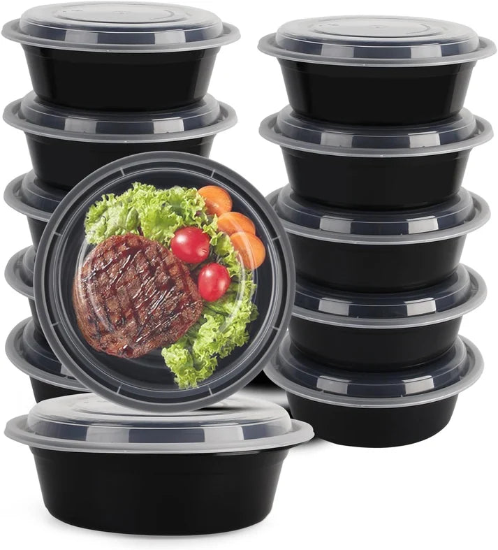 Round Microwaveable Container with Lid in 16-48 oz sizes, 150 sets