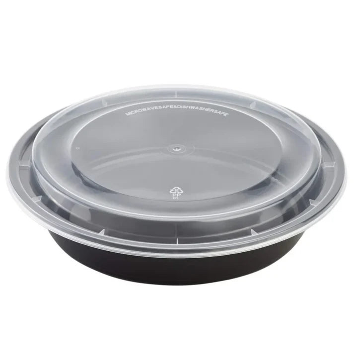 Round Microwaveable Container with Lid in 16-48 oz sizes, 150 sets