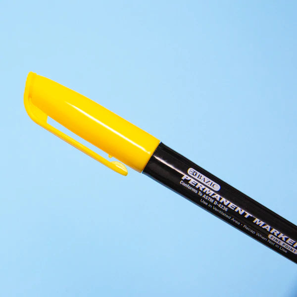 BAZIC Bright Colors Fine Tip Permanent Markers w/ Pocket Clip (8/Pack) Sold in 24 Units