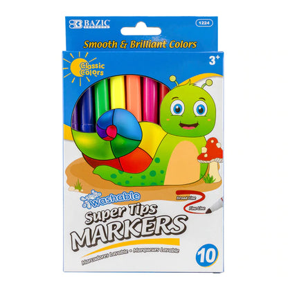 BAZIC 10 Color Super Tip Washable Markers Sold in 24 Units