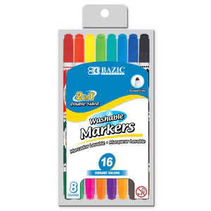 8 Color Double-Tip Washable Markers Sold in 24 Units