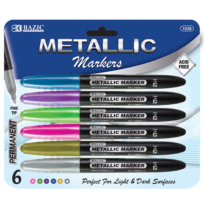 BAZIC 6 Metallic Markers Sold in 12 Units