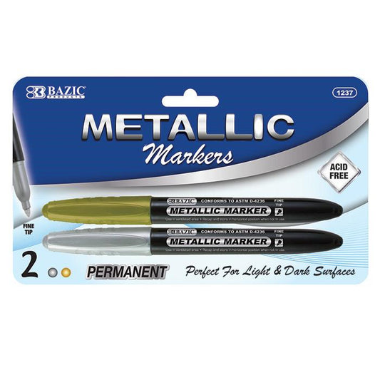 BAZIC Silver & Gold Metallic Markers (2/Pack) Sold in 24 Units