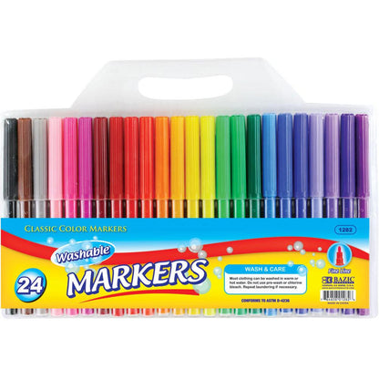 BAZIC 24 Fine Line Washable Watercolor Markers Sold in 24 Units