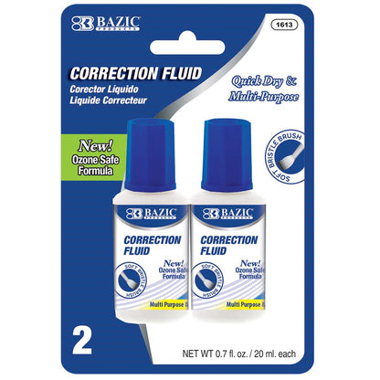 BAZIC 20ml / 0.7 Fl. Oz. Correction Fluid (2/Pack) Sold in 24 Units