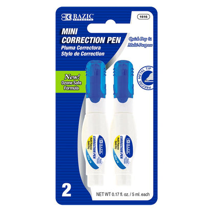 BAZIC 5 mL Metal Tip Mini Correction Pen (2/Pack) Sold in 24 Units