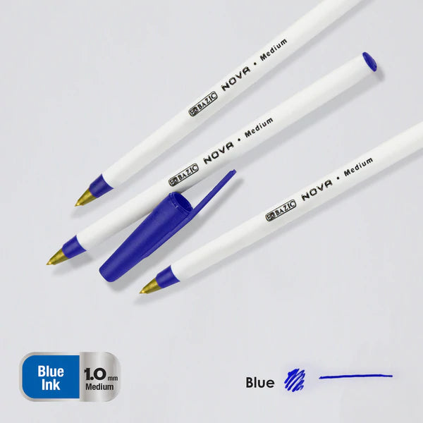BAZIC Nova Blue Color Stick Pen (12/Box) Sold in 12 Units