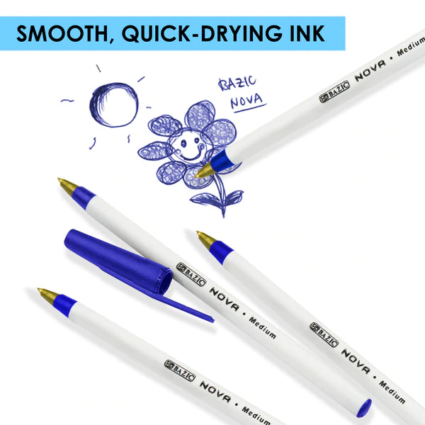 BAZIC Nova Blue Color Stick Pen (12/Box) Sold in 12 Units