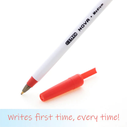 BAZIC Nova Red Color Stick Pen (12/Box) Sold in 12 Units