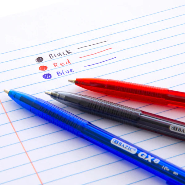 BAZIC GX-8 Red Oil-Gel Ink Pen (6/Pack) Sold in 24 Units