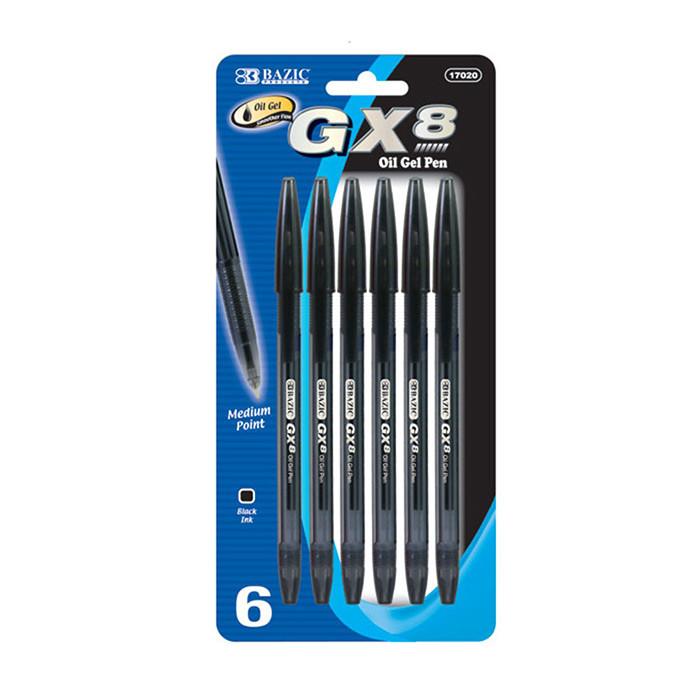 BAZIC GX-8 Black Oil-Gel Ink Pen (6/Pack) Sold in 24 Units