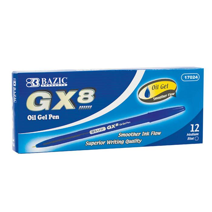 BAZIC GX-8 Blue Oil-Gel Ink Pen (12/Box) Sold in 12 Units