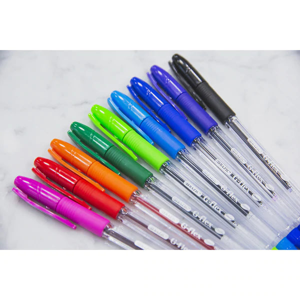 BAZIC G-Flex Blue Oil-Gel Ink Pen w/ Cushion Grip (4/Pack) Sold in 24 Units