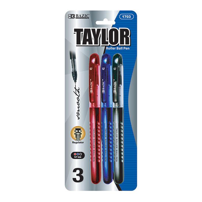 BAZIC Taylor Assorted Color Rollerball Pen (3/Pack) Sold in 24 Units