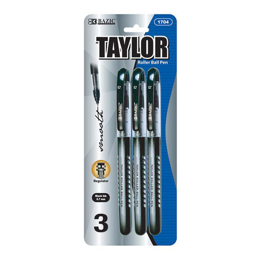 BAZIC Taylor Black Rollerball Pen (3/Pack) Sold in 24 Units