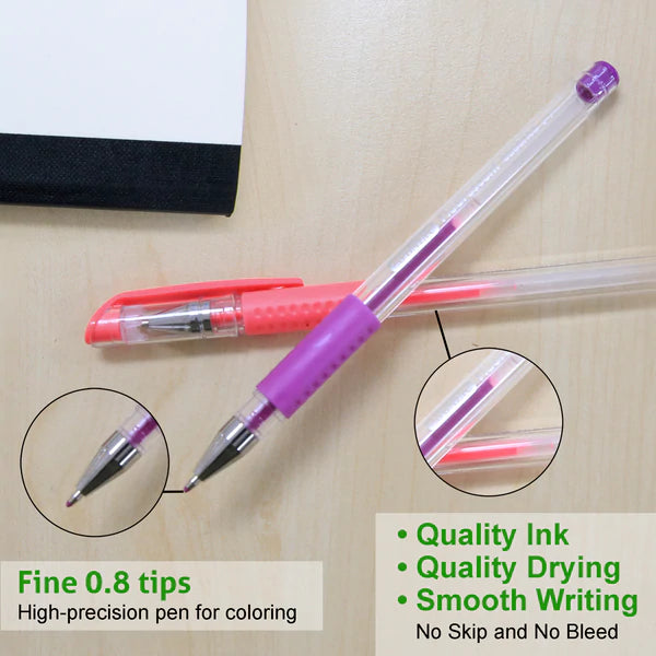 BAZIC 6 Fluorescent Color Essence Gel Pens w/ Cushion Grip Sold in 24 Units