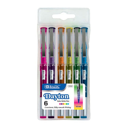 BAZIC 6 Color Dayton Rollerball Pen w/ Metal Clip Sold in 24 Units