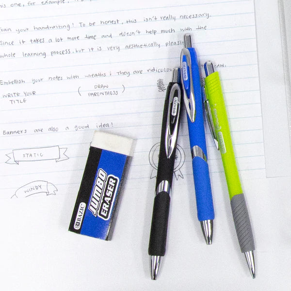 BAZIC Ciel Oil-Gel Ink Retractable Pen w/ Rubberized Barrel & Metal Clip (2/Pack) Sold in 24 Units