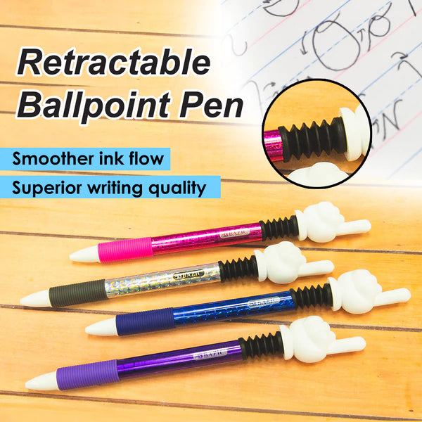 BAZIC Reward Ballpoint Pen w/ Finger Topper (2/Pack) Sold in 24 Units