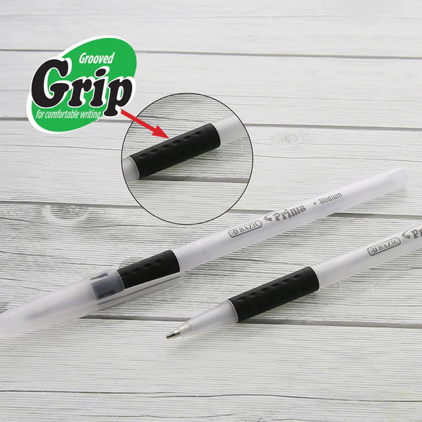 BAZIC Prima Black Stick Pen W/ Cushion Grip (8/Pack) Sold in 24 Units