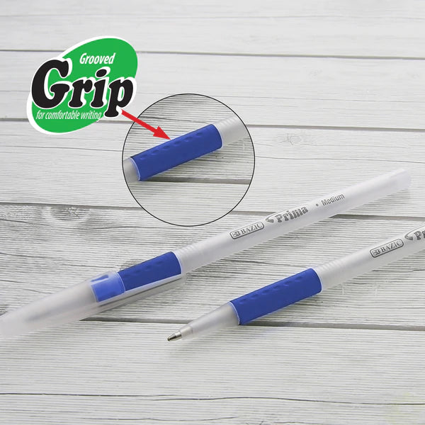 BAZIC Prima Blue Stick Pen w/ Cushion Grip (8/Pack) Sold in 24 Units