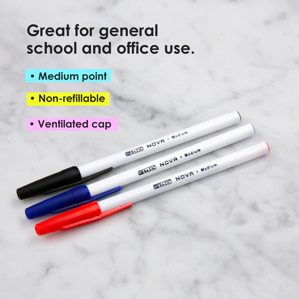 BAZIC Nova Assorted Color Stick Pen (12/Pack) Sold in 24 Units