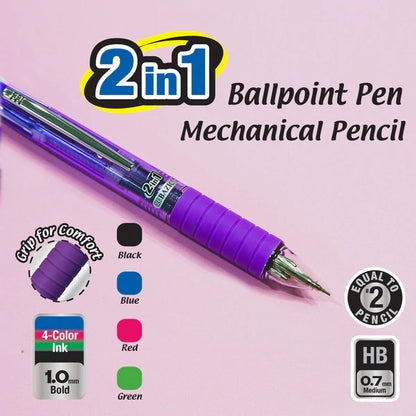 BAZIC 2-In-1 Mechanical Pencil & 4-Color Pen w/ Grip Sold in 24 Units