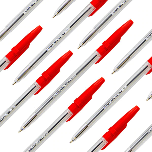 BAZIC Pure Red Stick Pen (12/pack) Sold in 24 Units