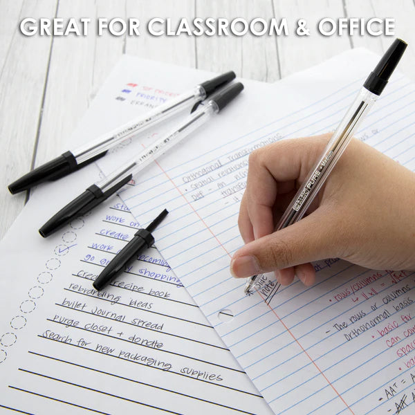 BAZIC Pure Black Stick Pen (12/Pack) Sold in 24 Units