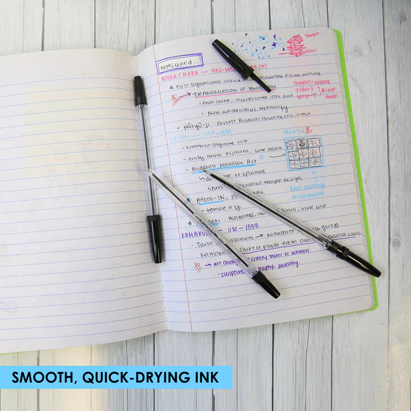 BAZIC Pure Black Stick Pen (12/Pack) Sold in 24 Units
