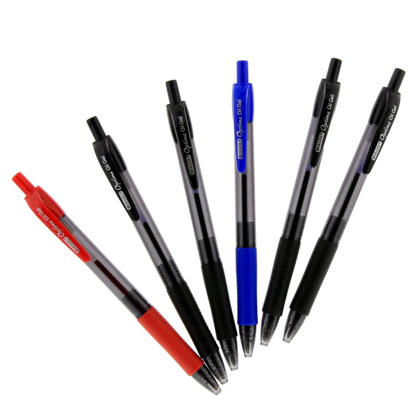 BAZIC Optima Blue Oil-Gel Ink Retractable Pen w/ Grip (3/Pack) Sold in 24 Units