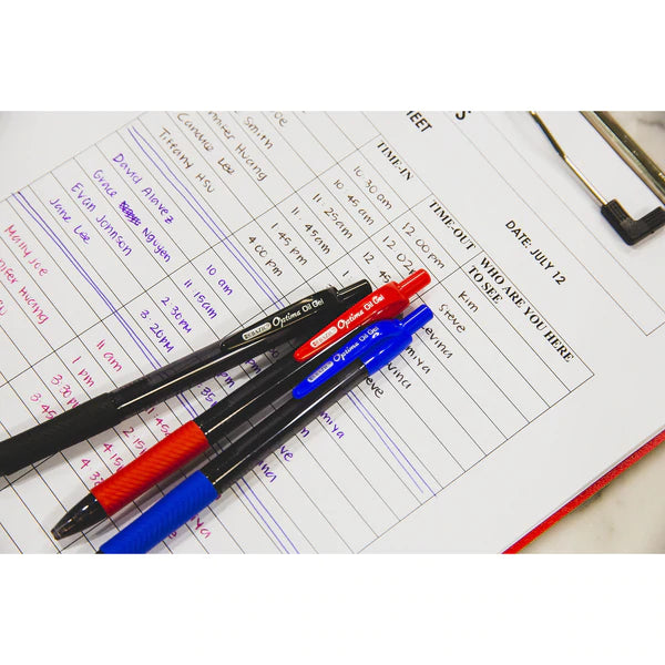 BAZIC Optima Black Oil-Gel Ink Retractable Pen w/ Grip (3/Pack) Sold in 24 Units