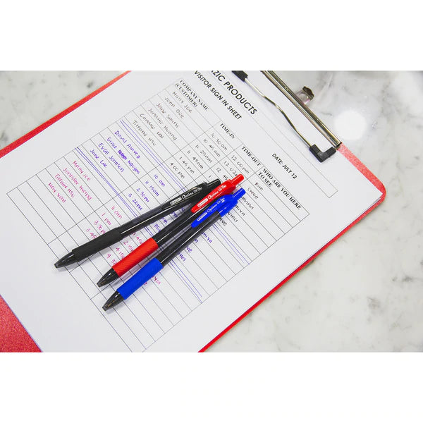 BAZIC Optima Black Oil-Gel Ink Retractable Pen w/ Grip (3/Pack) Sold in 24 Units