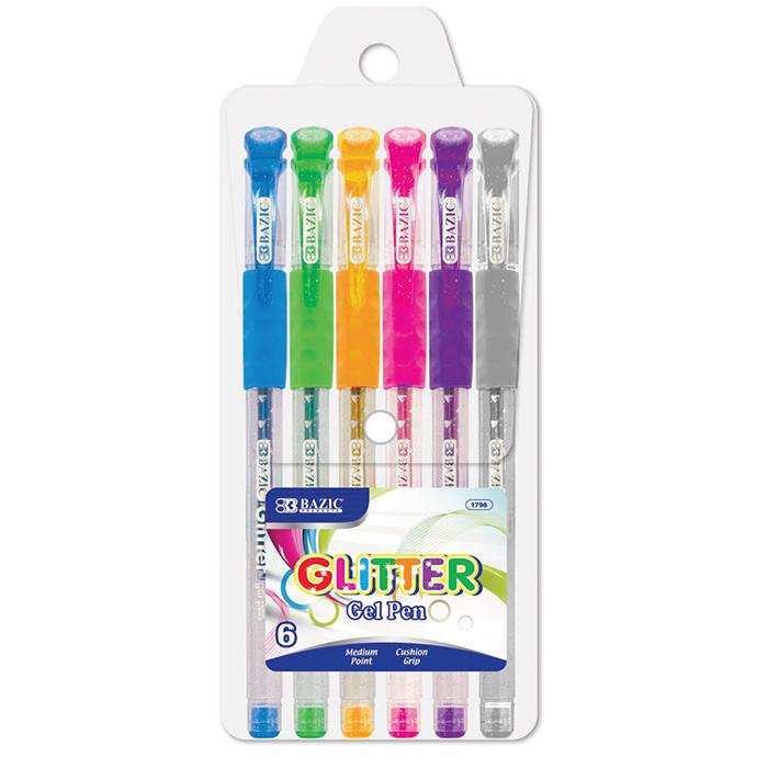 BAZIC 6 Glitter Color Essence Gel Pen w/ Cushion Grip Sold in 24 Units