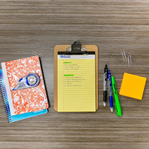 BAZIC Memo Size Hardboard Clipboard w/ Sturdy Spring Clip Sold in 24 Units